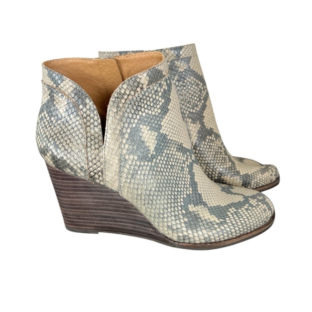 Lucky Brand Yimina Snakeskin Leather Wedge Booties